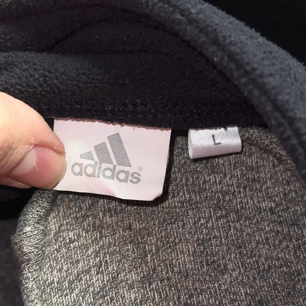 Adidas Men Large Black 1/4 Zip Pullover Fleece‎ Stretch Athletic Long Sleeve (Z)